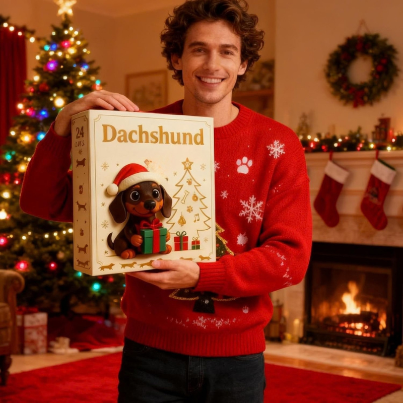 Kletshuts™ DachshundAdvent - 24 Dages Nedtælling 2D Akryl Dachsund Adventskalender