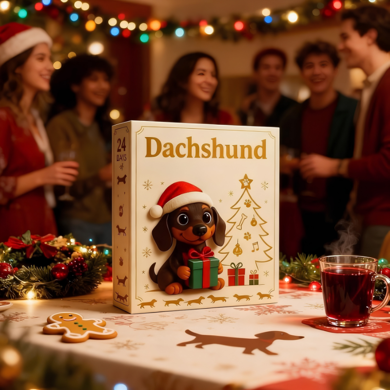 Kletshuts™ DachshundAdvent - 24 Dages Nedtælling 2D Akryl Dachsund Adventskalender