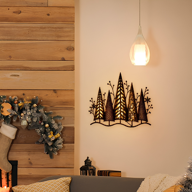 Ledsen™ ForestDecor - Vintage Metal Vægsmykke Varm LED Skovscene Dekoration