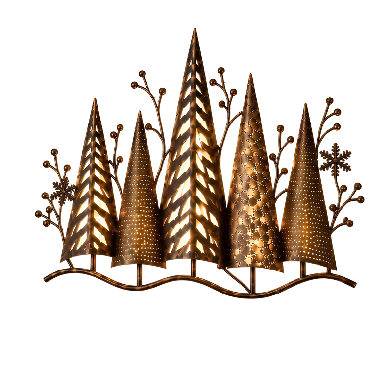 Ledsen™ ForestDecor - Vintage Metal Vægsmykke Varm LED Skovscene Dekoration