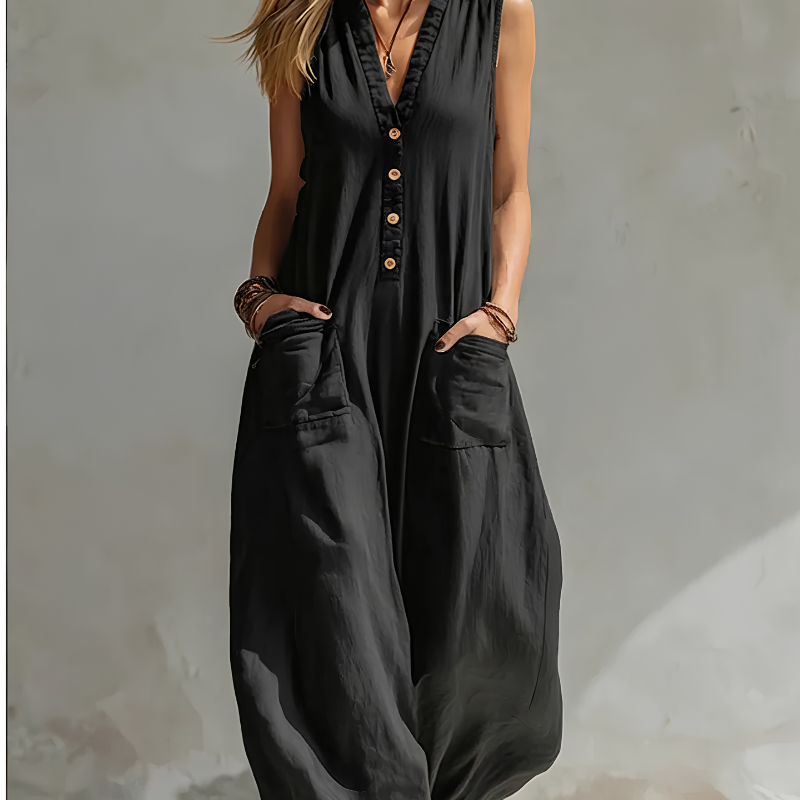 Icone™ HoodedJumpsuit: Chic Casual Og Komfortabel Pasform Uden Ærmer Hættetrøje Jumpsuit