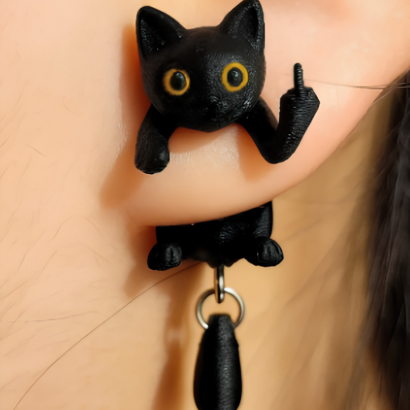 Jewelance™ MoodyEarrings: Sjov Og Legesyg Humør Udsagn Kat Mode Ørerings