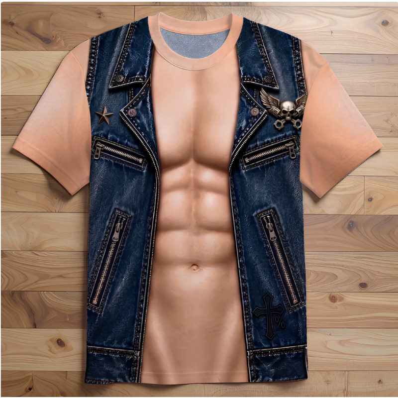 Icone™ MuscleShirt - Casual Sjov Og Legesyg Muskelprint Design T-Shirt