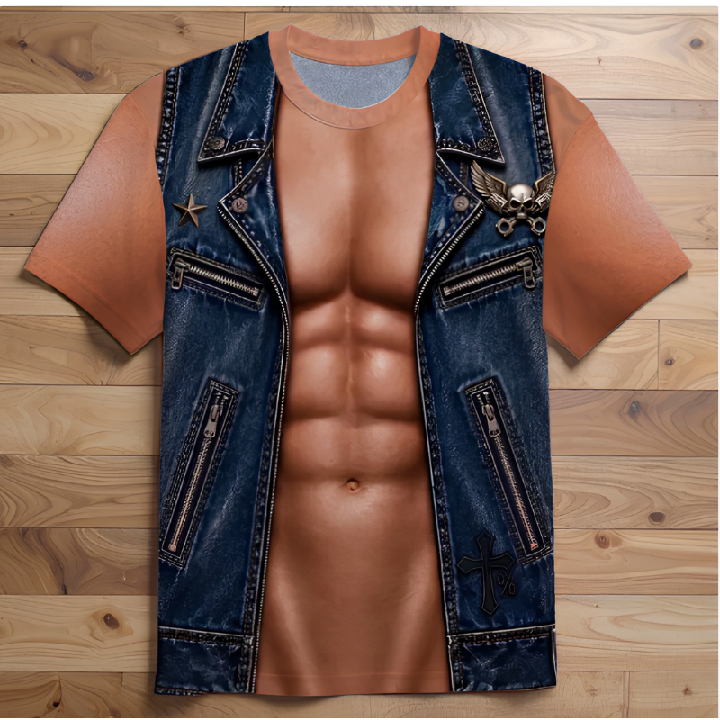 Icone™ MuscleShirt - Casual Sjov Og Legesyg Muskelprint Design T-Shirt