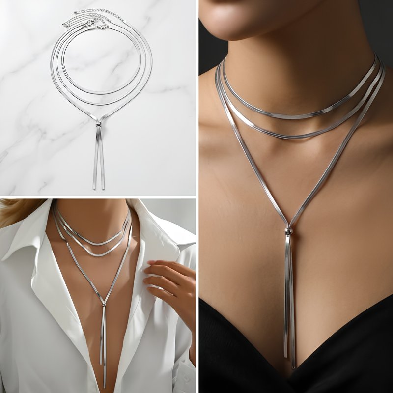 Jewelance™ MultilayerNecklace 1+1 GRATIS: Elegant Multilayer Flad Kæde Frynse Mode Halskæde