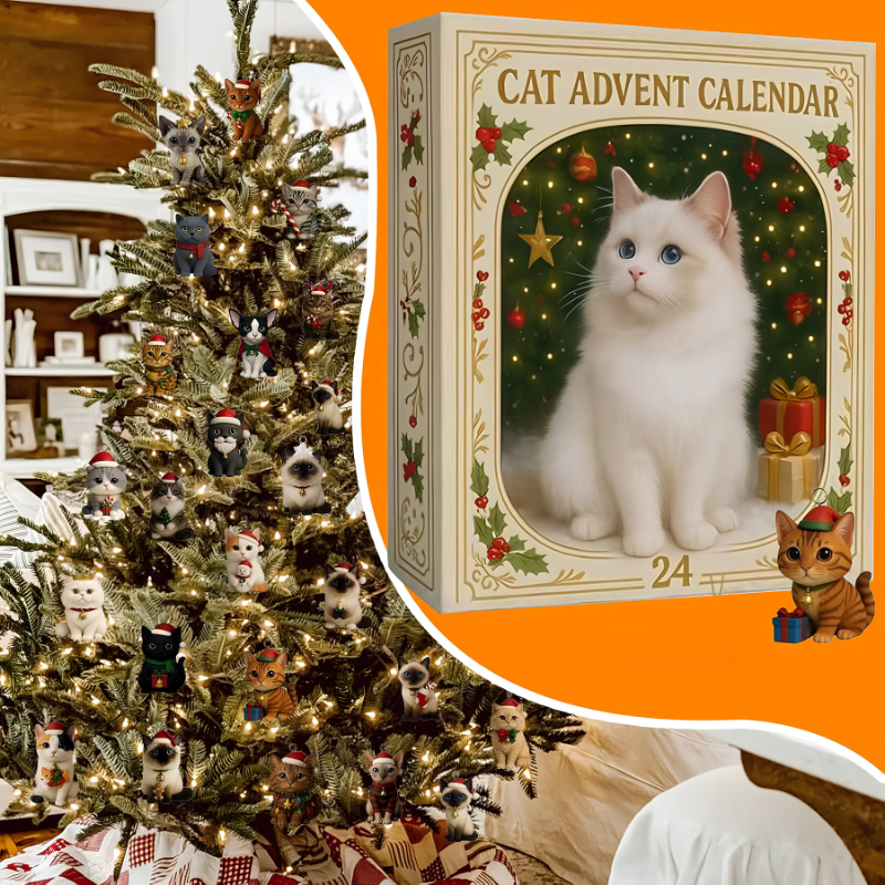 Kletshuts™ CatAdvent - Juleferie 3D Katte Adventskalender Nedtælling