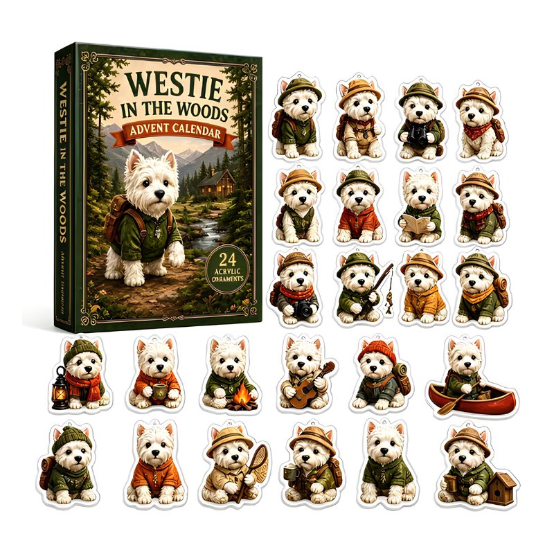 WestieAdvent - 24 Dages 2D Festlige Nedtællings Akryl Charms Blind Box Til Hundelskere