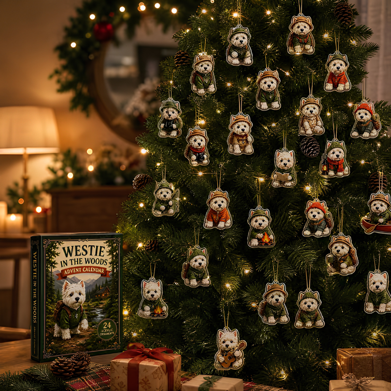 WestieAdvent - 24 Dages 2D Festlige Nedtællings Akryl Charms Blind Box Til Hundelskere