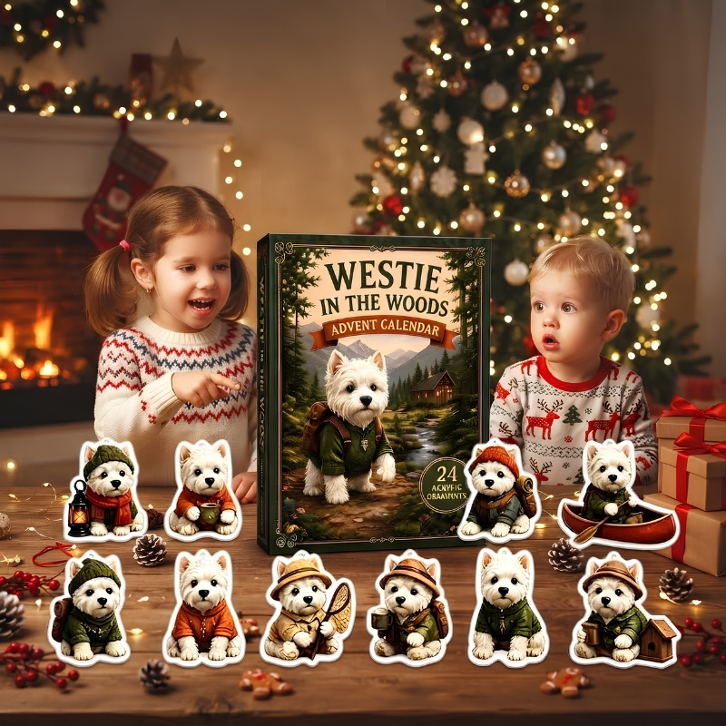 WestieAdvent - 24 Dages 2D Festlige Nedtællings Akryl Charms Blind Box Til Hundelskere