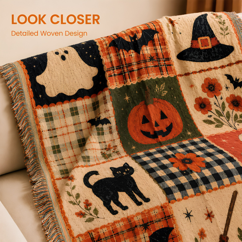HalloweenBlanket - Vintage Halloween Design Tæppe