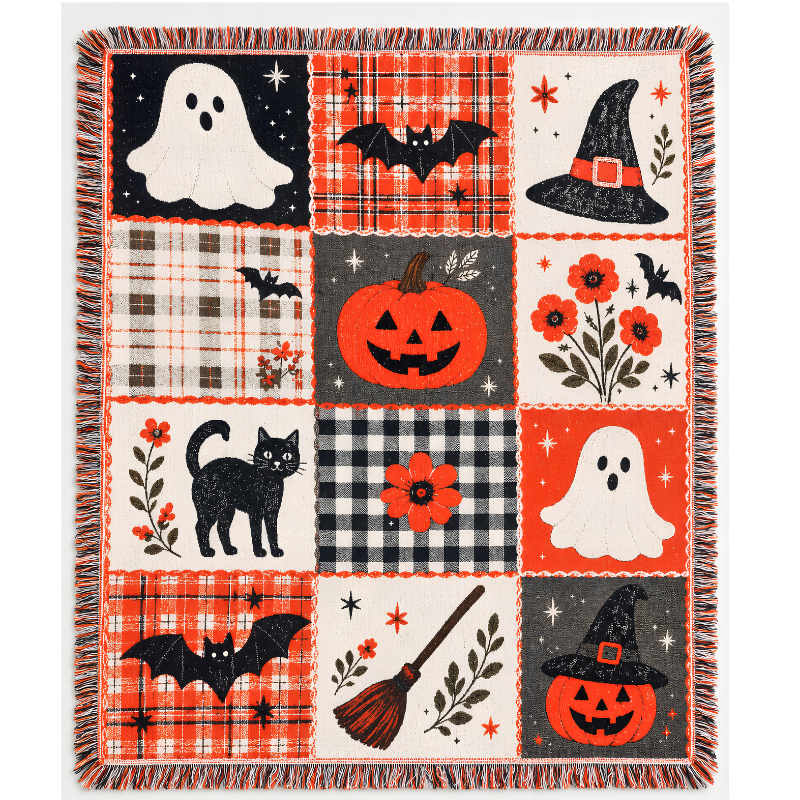 HalloweenBlanket - Vintage Halloween Design Tæppe