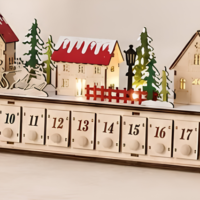 Kletshuts™ VillageAdvent - 24 Utrækkelige Skuffer Jule Advent Nedtælling Landsby