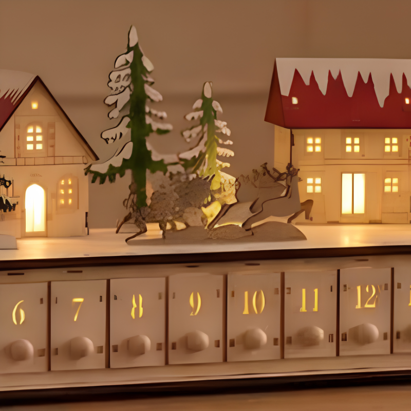 Kletshuts™ VillageAdvent - 24 Utrækkelige Skuffer Jule Advent Nedtælling Landsby