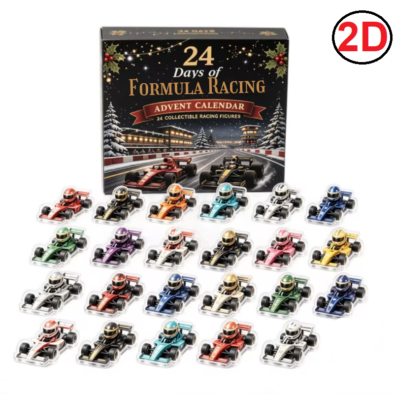 Kletshuts™ RacingAdvent - 24 Dages Nedtælling 2D Akryl Racing Adventskalender