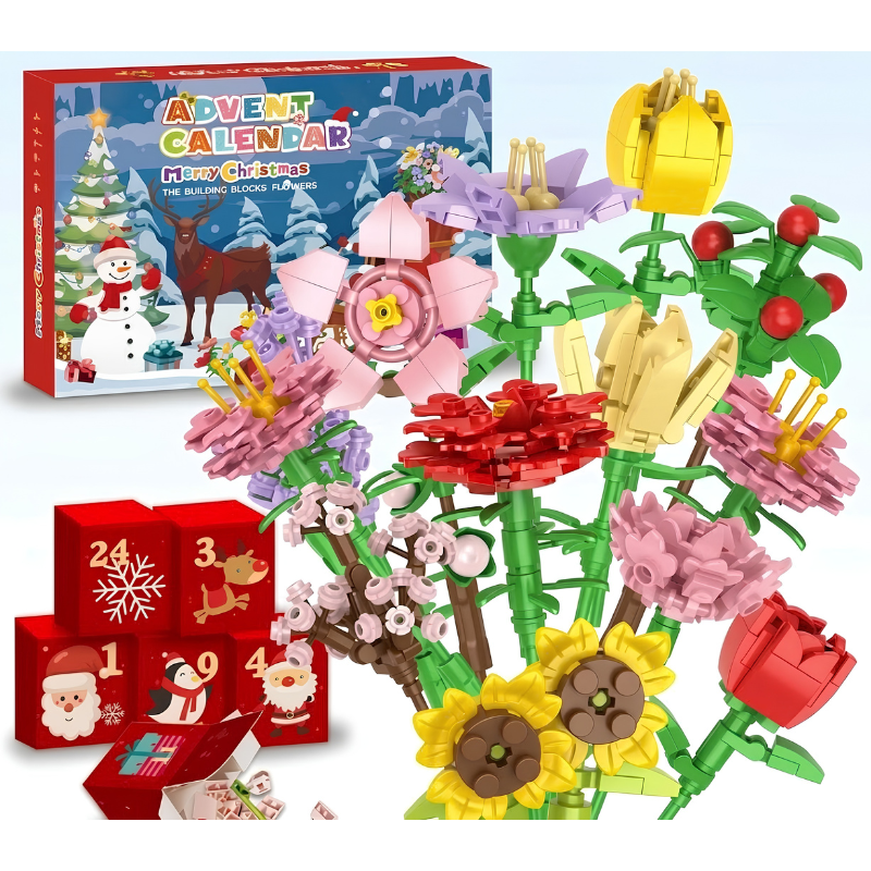 Kletshuts™ FlowerAdvent - 24 Dages Floral DIY Kreativ Byggesæt Adventskalender