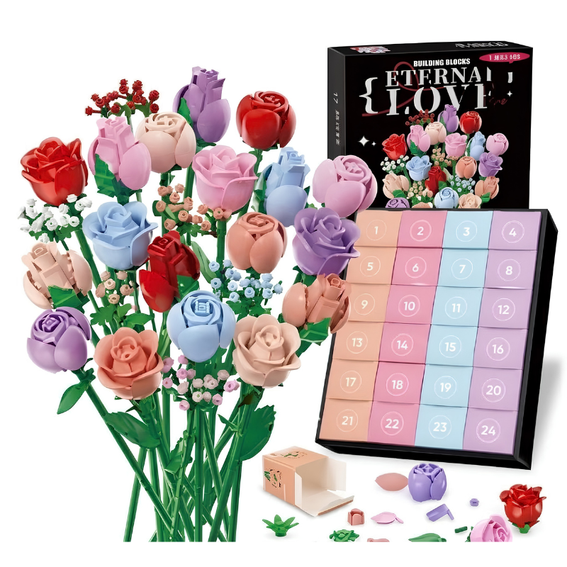 Kletshuts™ FlowerAdvent - 24 Dages Floral DIY Kreativ Byggesæt Adventskalender