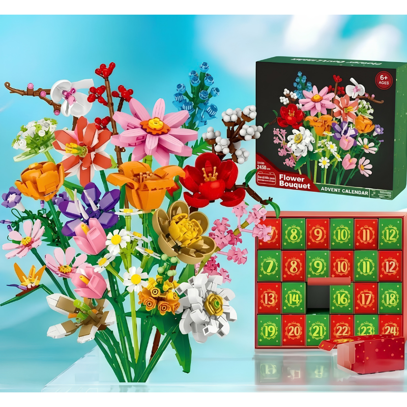 Kletshuts™ FlowerAdvent - 24 Dages Floral DIY Kreativ Byggesæt Adventskalender