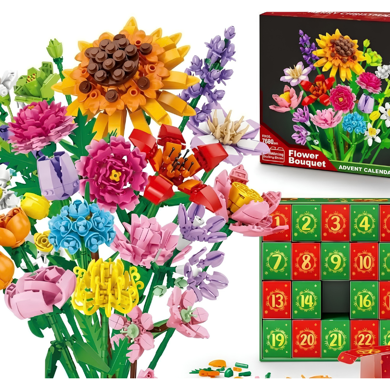 Kletshuts™ FlowerAdvent - 24 Dages Floral DIY Kreativ Byggesæt Adventskalender