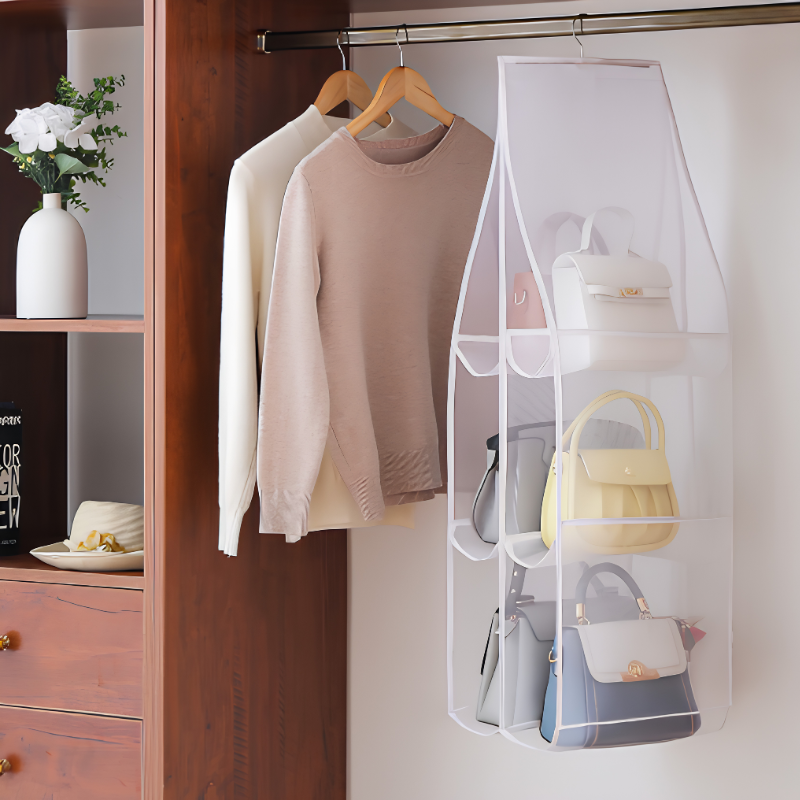 GlideHold® BagOrganizer: Multifunktionel Støvfri Hængende Opbevaringspose Organizer