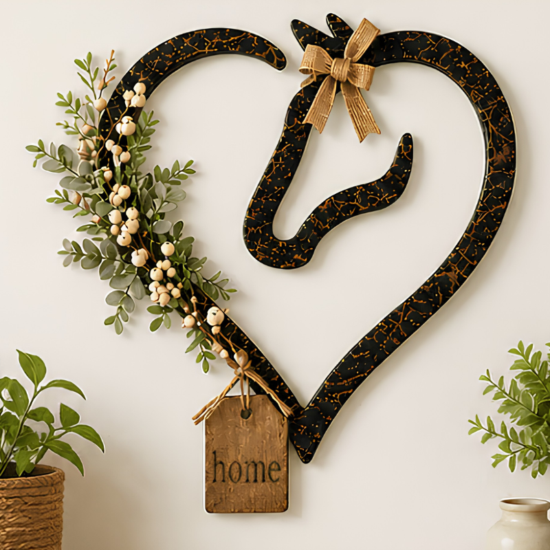 EquiHeart - Hjem Equestrian Hjerte Og Hest I Ét Design Vægdekoration Charme