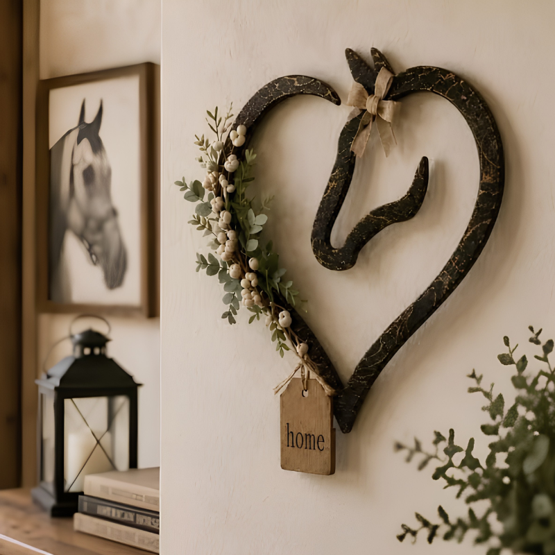 EquiHeart - Hjem Equestrian Hjerte Og Hest I Ét Design Vægdekoration Charme