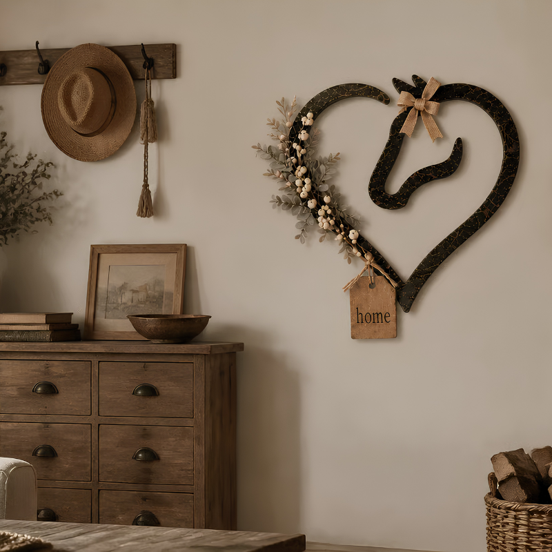 EquiHeart - Hjem Equestrian Hjerte Og Hest I Ét Design Vægdekoration Charme