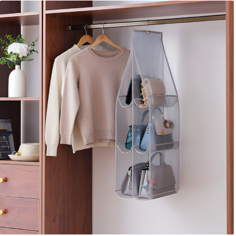 GlideHold® BagOrganizer: Multifunktionel Støvfri Hængende Opbevaringspose Organizer
