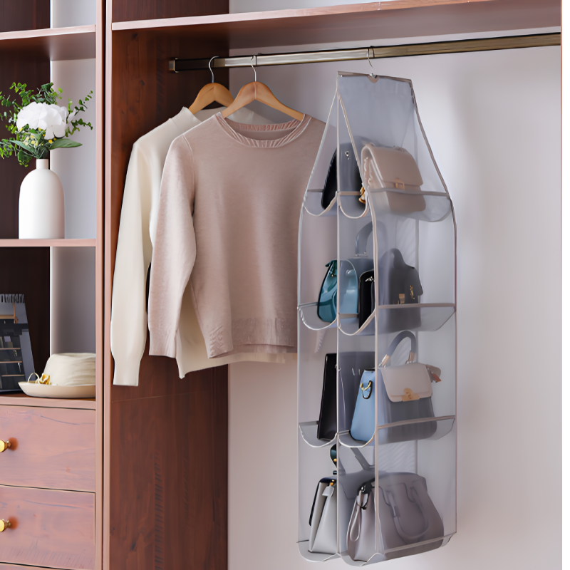 GlideHold® BagOrganizer: Multifunktionel Støvfri Hængende Opbevaringspose Organizer