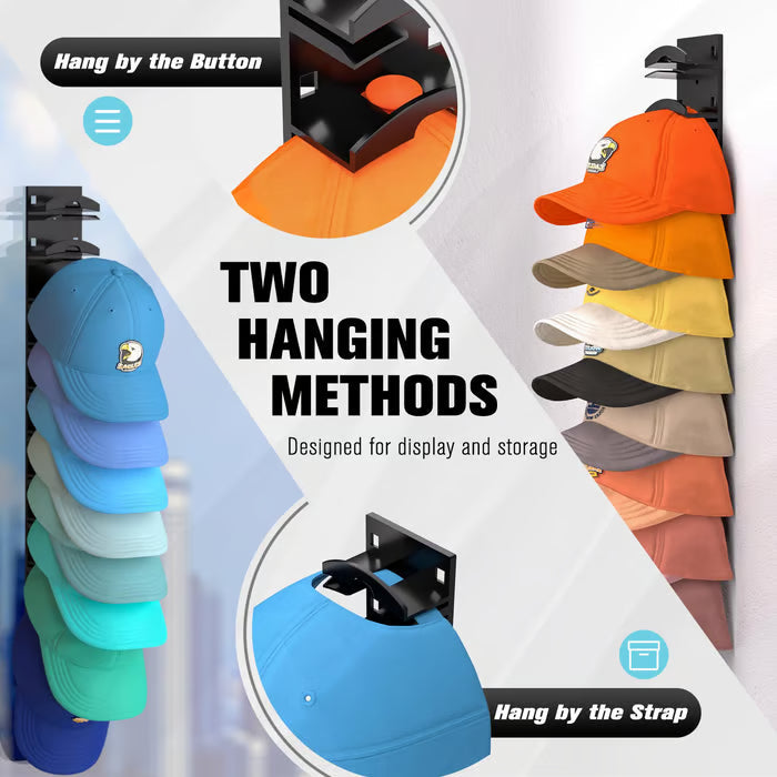 GlideHold® HatOrganizer 1+1 GRATIS: Væg Monteret Hat Arrangør Rack