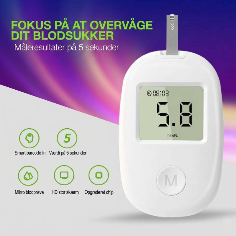 Præcis Blodsukkermåler (Glucometer) – Hurtig & Nem Måling derhjemme (DS-6)