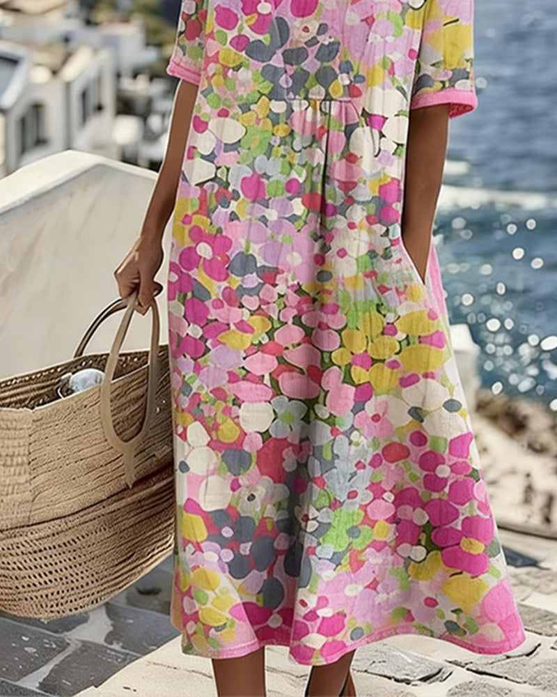Icone™ PocketDress: Afslappet, Flagrende, Løs Kjole Med Print Og Lommer