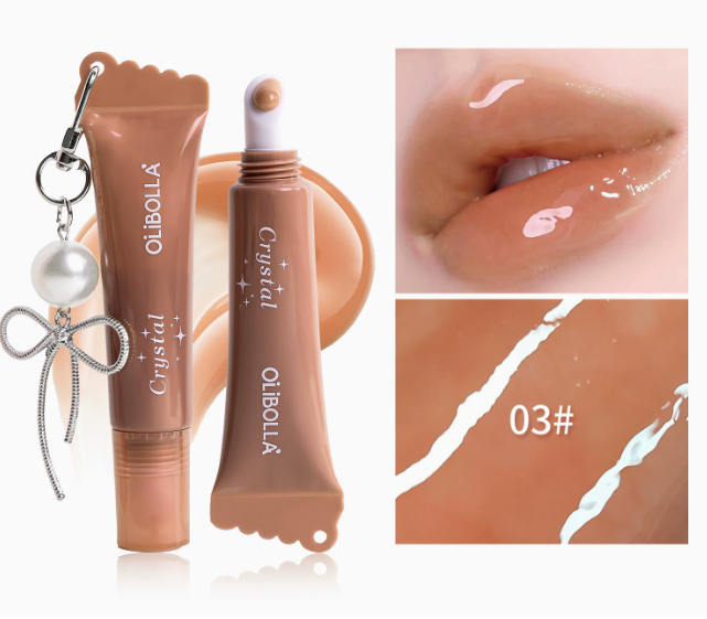 Peptid-lipglaze, farvet og klistrer ikke
