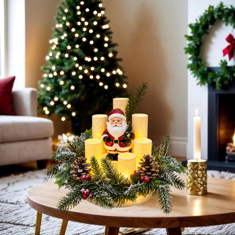 HolidayCenterpiece - Flammefri Jul Lys Ferie Arrangement Midtpunkt Accent