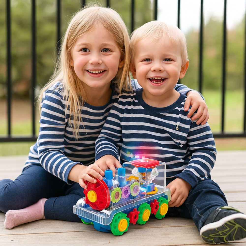 Kletshuts™ DancingTrain: Lys Op Automatisk Dansende Tog Med Synlige Tandhjul