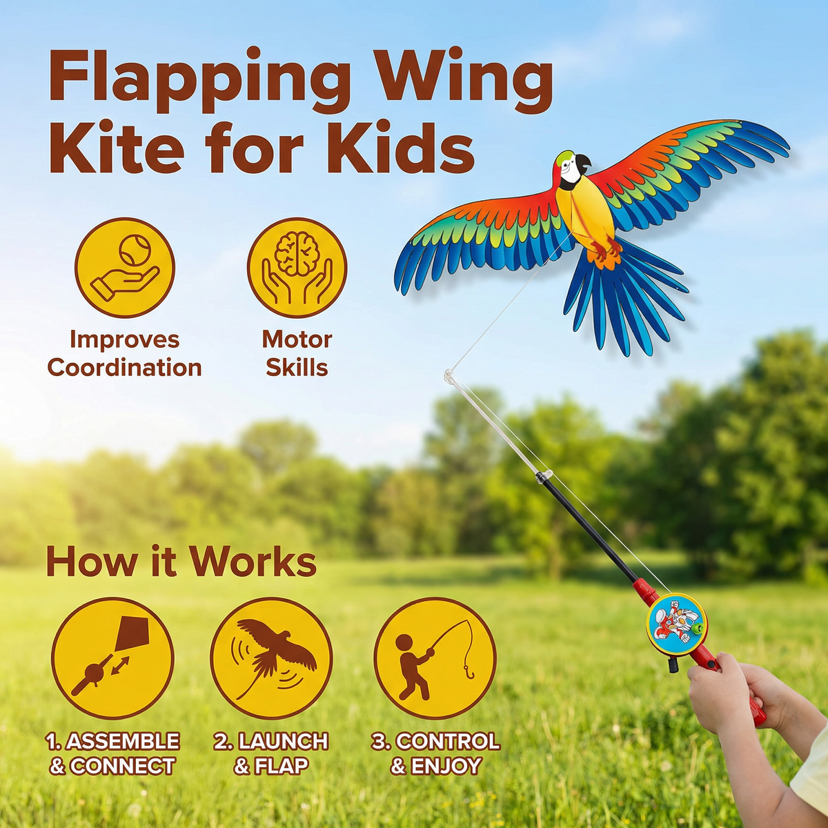 Kletshuts™ FlappingKite 1+1 GRATIS - Flappende Vinge Dyre Drage Med Fiskestangsholder