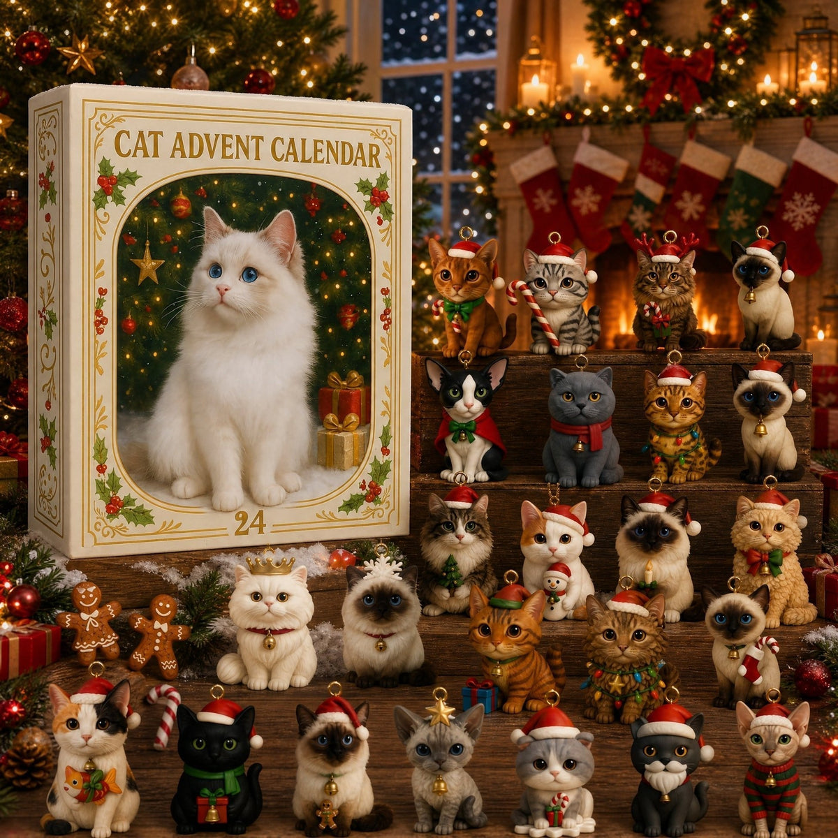 Kletshuts™ CatAdvent - Juleferie 3D Katte Adventskalender Nedtælling