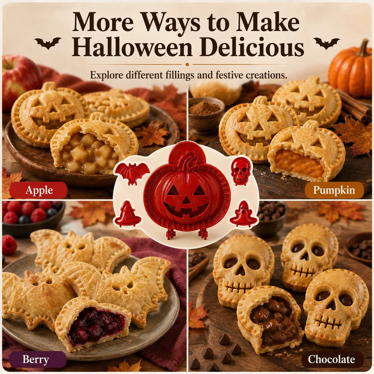 Globetrek° HalloweenMold 2+2 GRATIS - Halloween Mini Hånd Pie Form Sæt