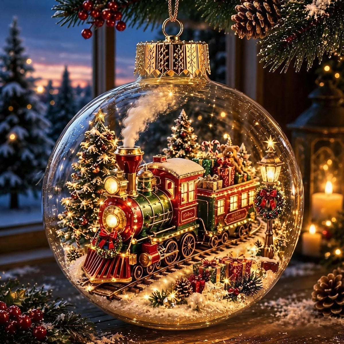 ChristmasOrnament – Glødende Jule Mini Vinter Verden Hus Dekor Ornament