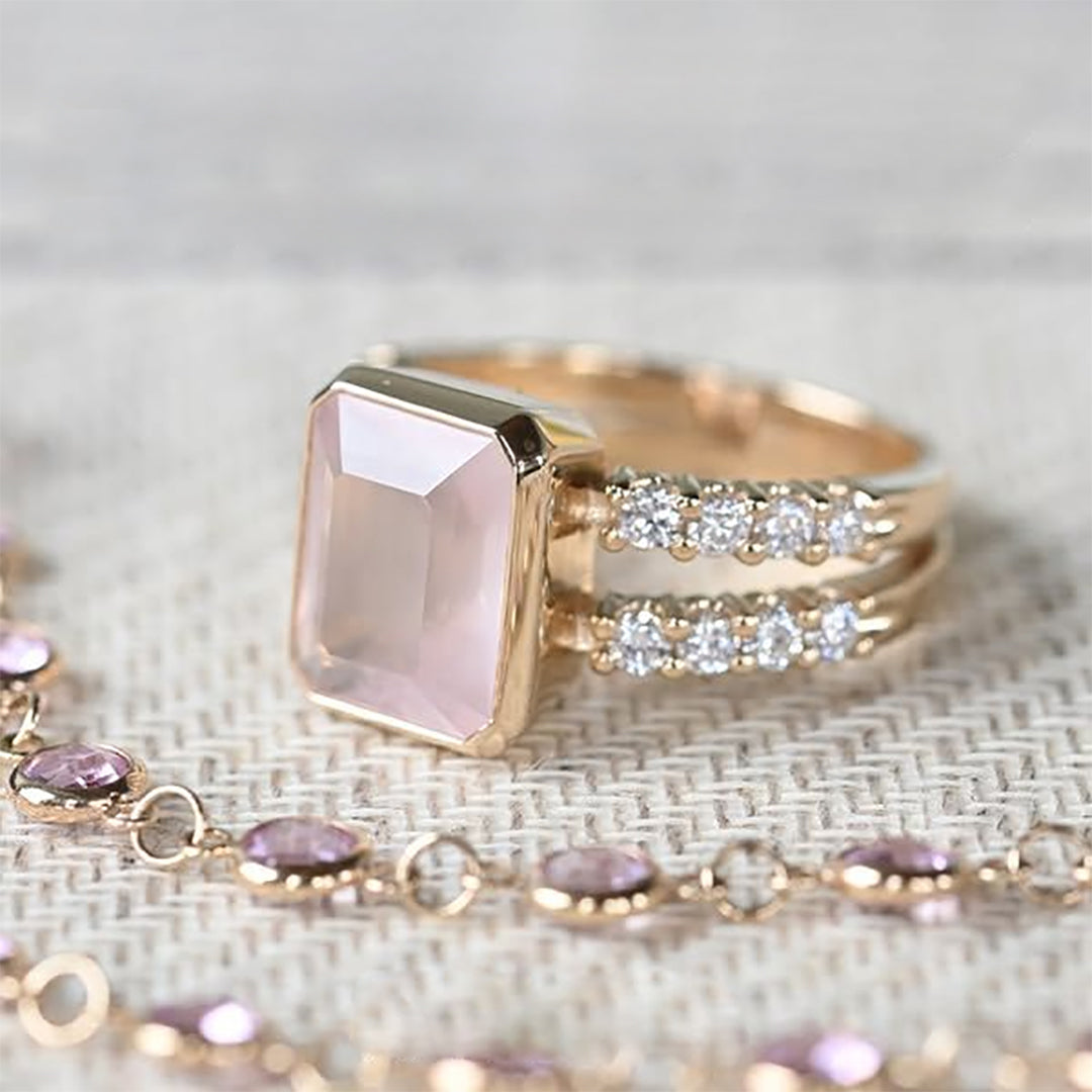 Jewelance™ QuartzRing 1+1 GRATIS - Selvværdi Blød Pink Elegance Mode Kvarts Ring