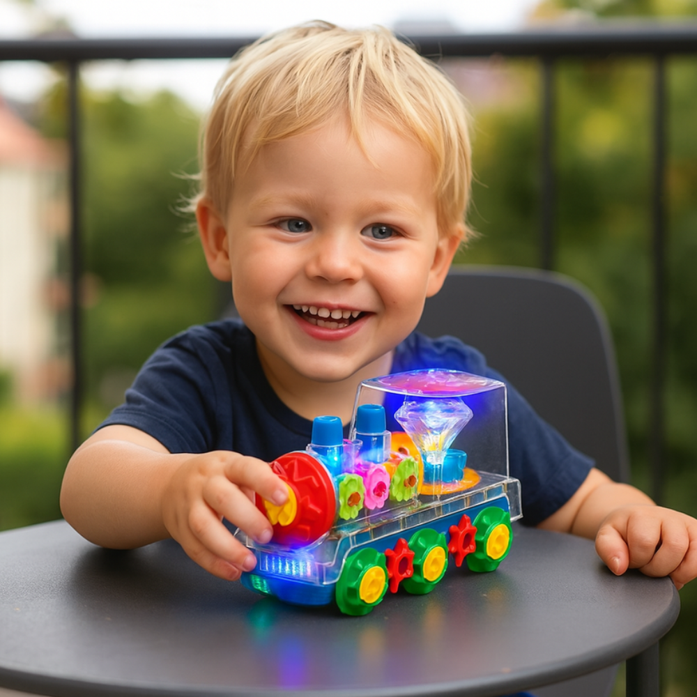 Kletshuts™ DancingTrain: Lys Op Automatisk Dansende Tog Med Synlige Tandhjul