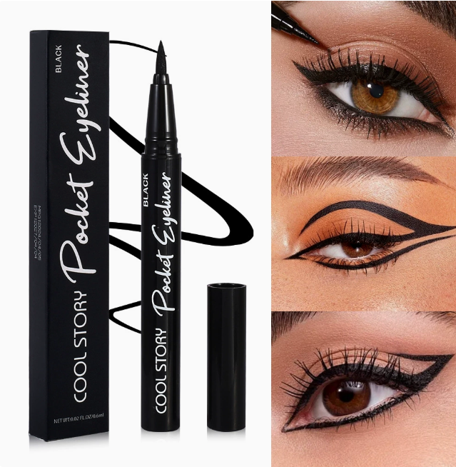 Flydende eyeliner-pen, vandfast, sort, blå eller brun