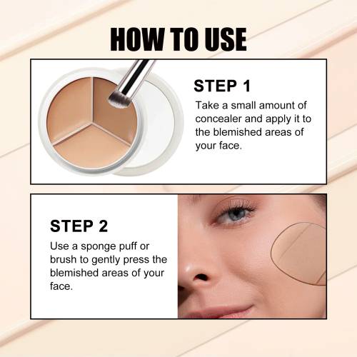 Trefarvet concealer-palet