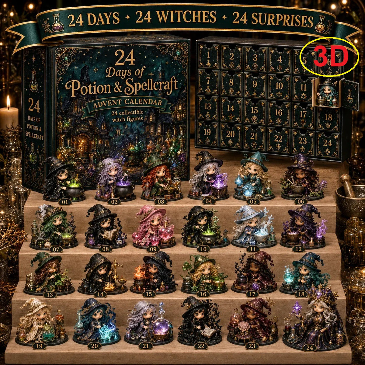 Kletshuts™ WitchAdvent:  24-Dages 2D Troldkvinde Potion Og Besværgelse Advent Kalender