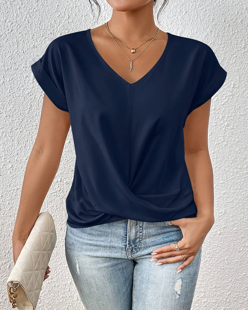 Icone™ TwistTop: Elegant Twist Front Style Kortærmet Casual Top