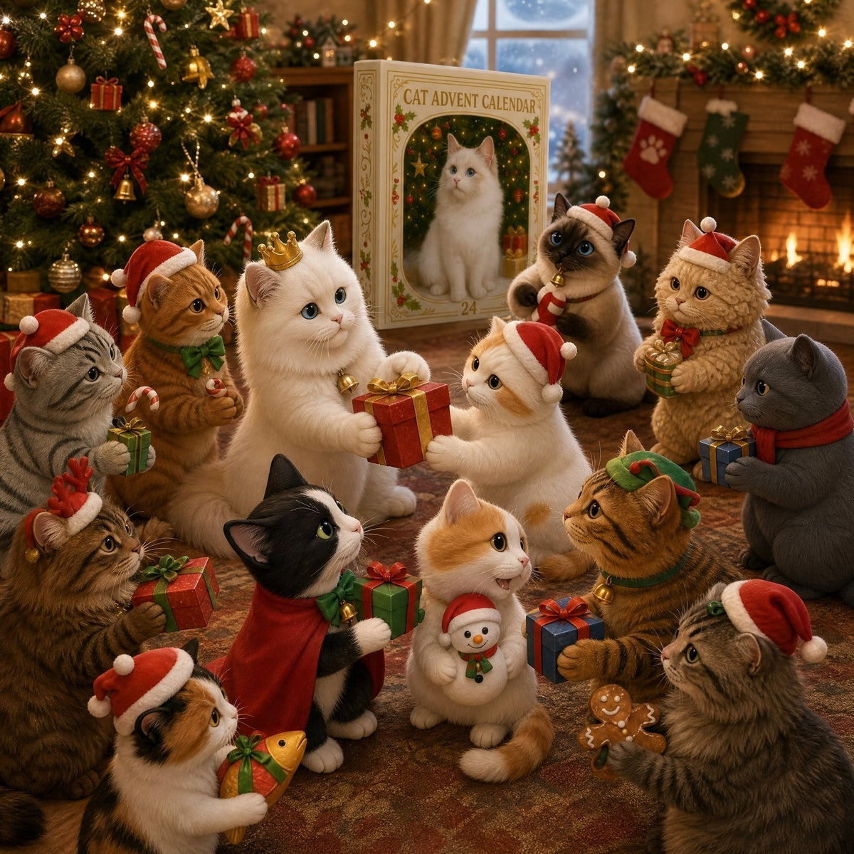 Kletshuts™ CatAdvent - Juleferie 3D Katte Adventskalender Nedtælling