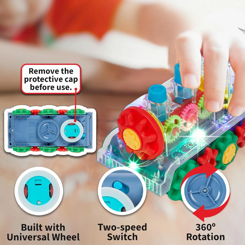 Kletshuts™ DancingTrain: Lys Op Automatisk Dansende Tog Med Synlige Tandhjul