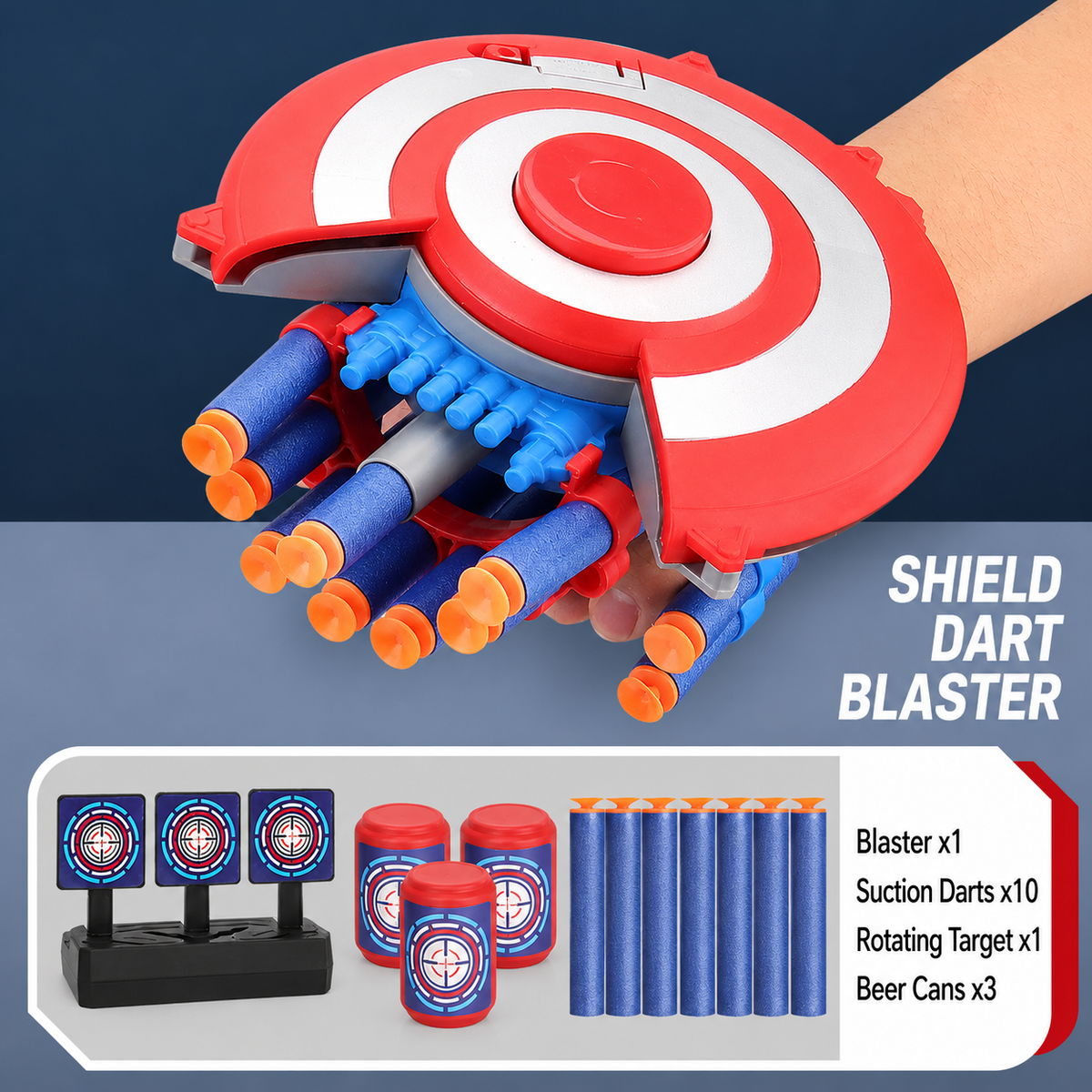 Kletshuts™ ShieldBlaster: Dart Skjold Launcher Hurtig Affyrings Håndledsmonteret Blaster Legetøj