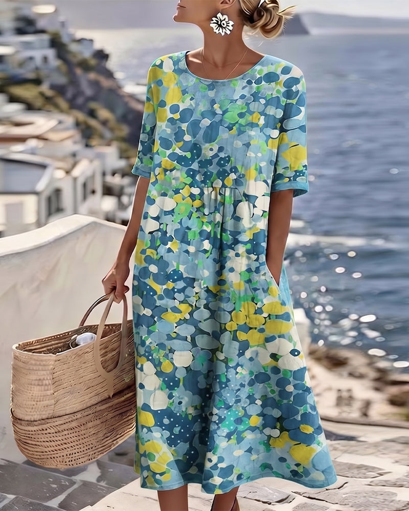 Icone™ PocketDress: Afslappet, Flagrende, Løs Kjole Med Print Og Lommer
