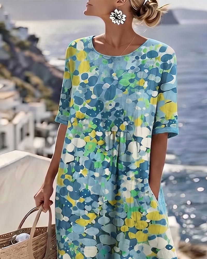 Icone™ PocketDress: Afslappet, Flagrende, Løs Kjole Med Print Og Lommer