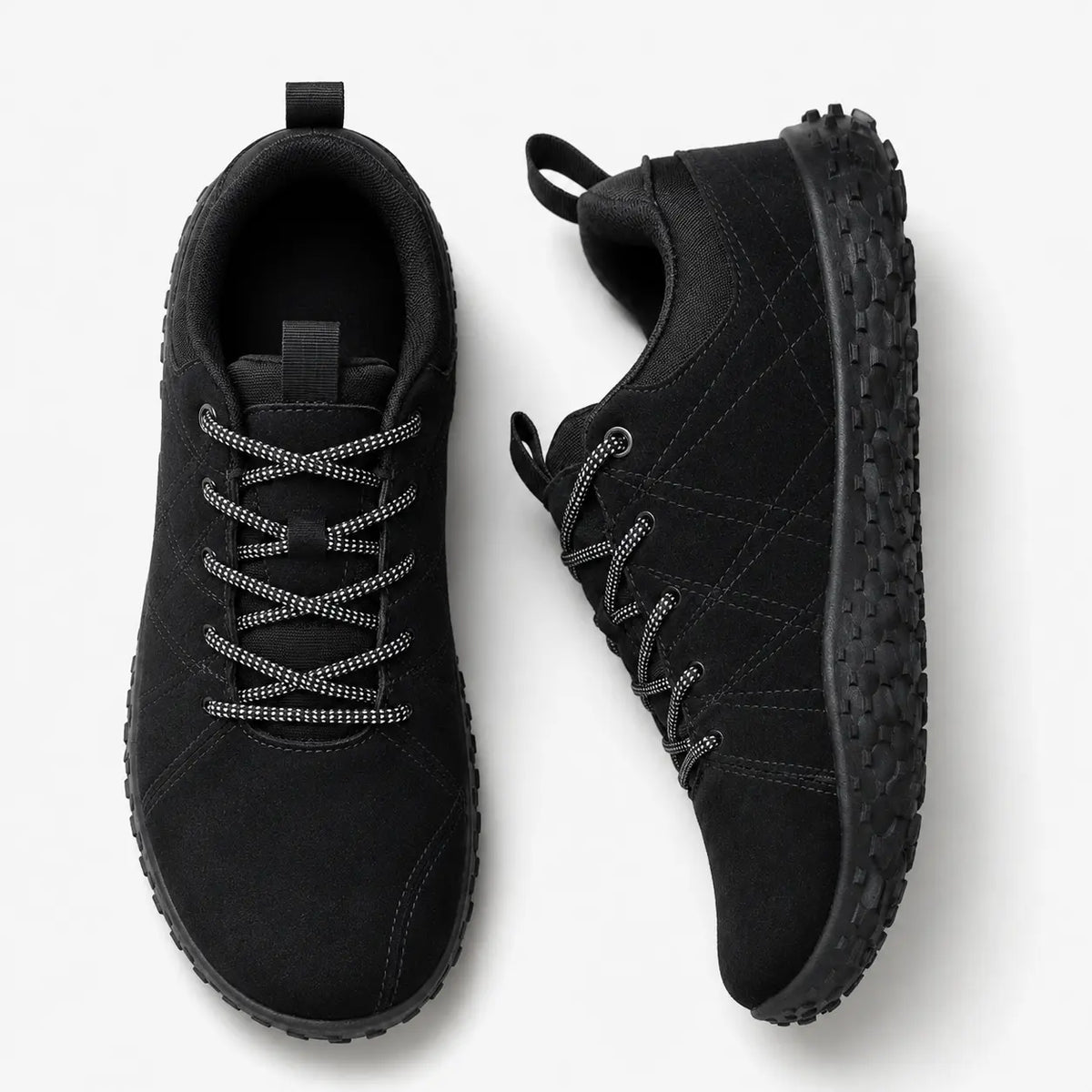 Ortopædiske barfodsvandresneakers i ruskind med bred tåboks – unisex